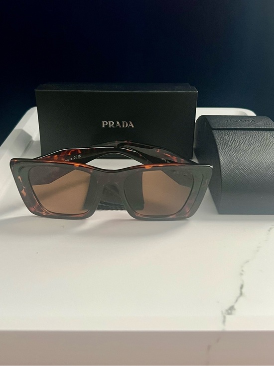Prada Accessories - PRADA Sunglasses Symbole Large Geometric Acetate Honey Havana Tortoise EUC